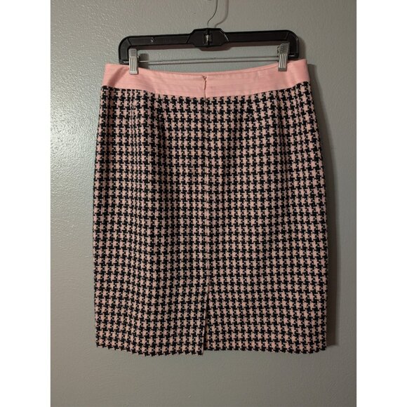 Amanda Smith Suits Women's Pencil Skirt Size 12 Pink Black Houndstooth Tweed - Picture 3 of 7
